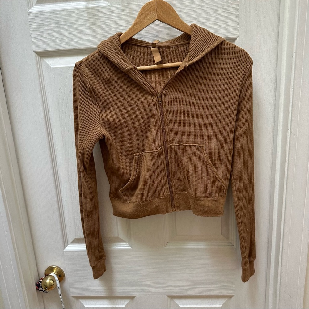 SKIMS Brown Zip-Up Hoodie